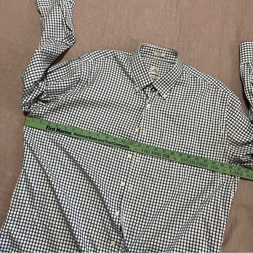 Peter Millar Nanoluxe 100% Cotton Blue and White plaid Dress Shirt Size XL - Picture 8 of 8